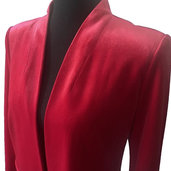 Calvin Klein Women’s Red Velvet Blazer Jacket Size 8 Single Button Holiday Party - Picture 3 of 5
